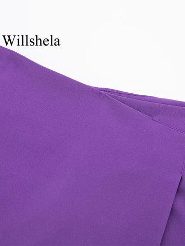Willshela Women Fashion Solid Asymmetrical Side Zipper Skirts Shorts Vintage High Waist Female Chic Lady Shorts Zen fit plus