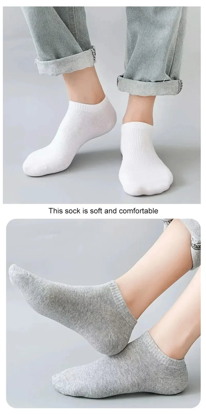 10/12/20/40 Pairs Men Boat Socks Business Sport Sweat Absorption Mature Summer Autumn Solid Color Soft Non Pilling Ankle Socks - Zen Fit Plus
