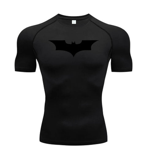 Bat Printed Men's Tight T-Shirt Running Compression Compression T Shirt Gym Fitness Jogging Short Sleeve Male Casual Shirt Tops Zen fit plus