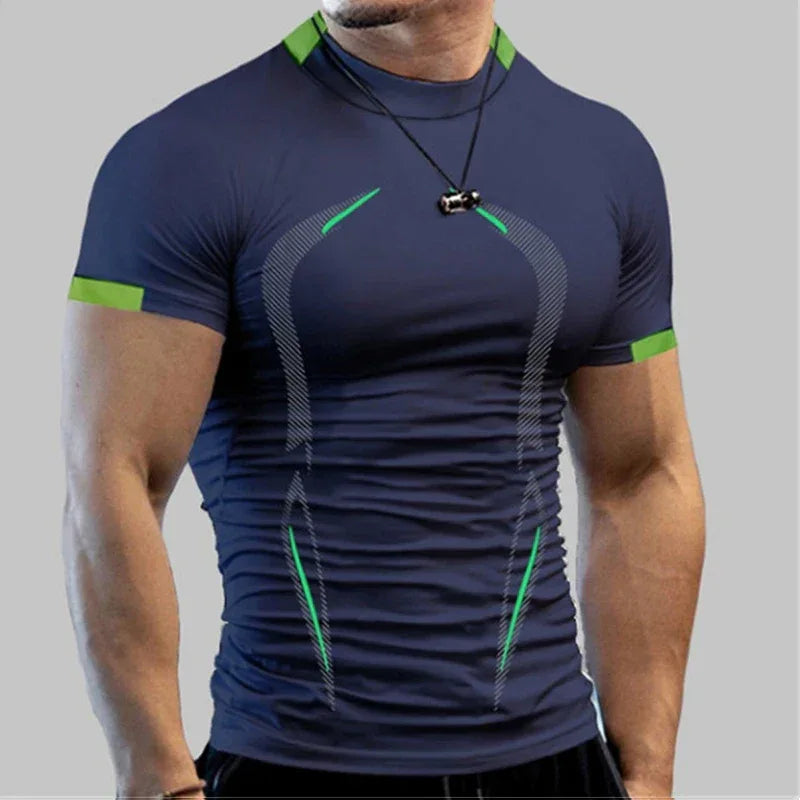 Men Compression Gym t Shirt Short Sleeve Bodybuilding Fitness Top Tee Man Quick Dry Running Sport t Shirts Male Gym Sportswear - Zen Fit Plus