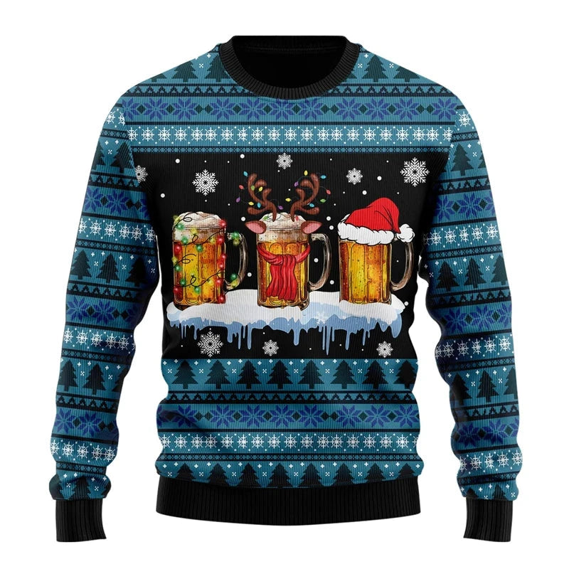 Fashion Beer Ugly Christmas Sweater For Women Clothes Hip Hop Bar Party Men Sweatshirts Casual Male Pullovers Beers Tracksuit Zen Fit Plus