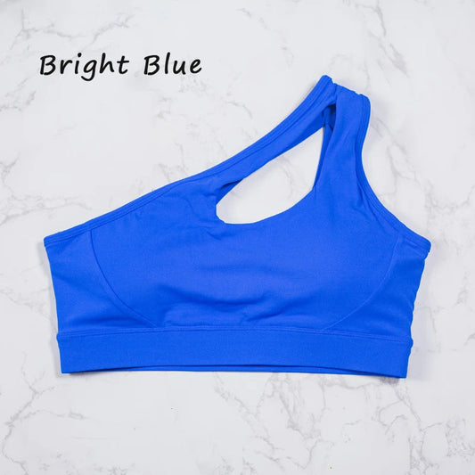 QINACTIVE Women'  sexy One Shoulder Sports Bras Yoga Top Vest Quick-drying Yoga Gym Running Fitness Underwear Zen Fit Plus