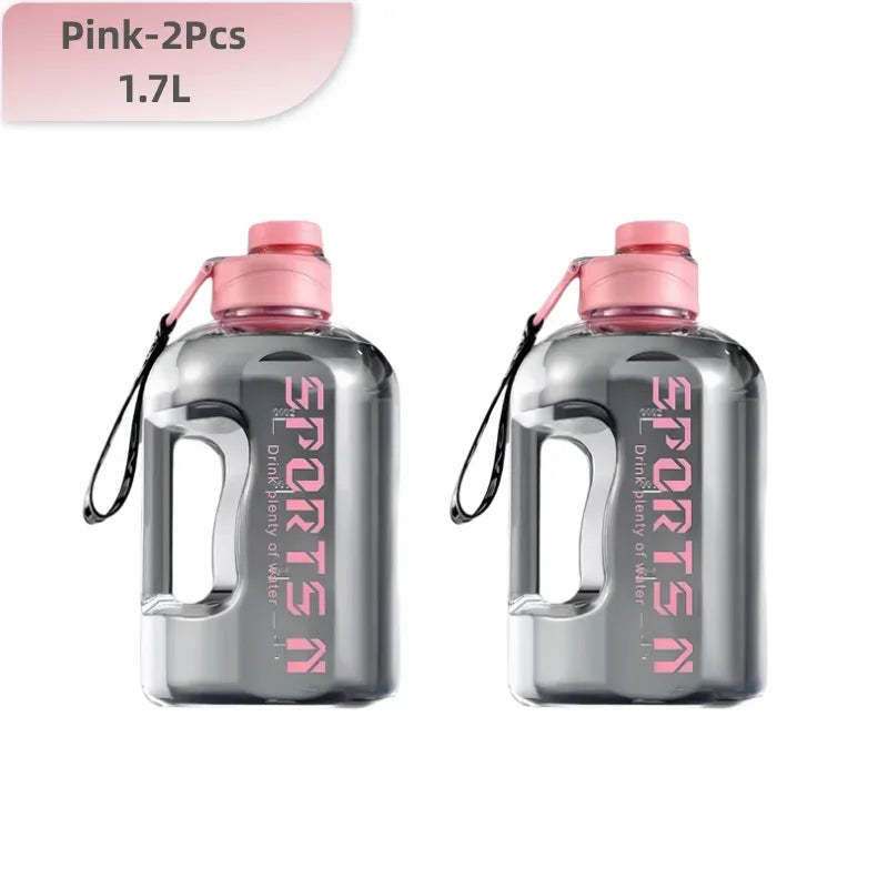 1.7/2.7L Large Capacity Sports Water Bottle Plastic Drinking Bottles with Time Scale Outdoor Camping Hiking Gym Men Water Kettle - Zen Fit Plus