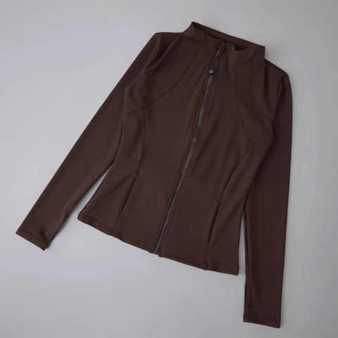 Yoga sport wear spandex full Zip Long Sleeve yoga jacket with Thumb Hole without hood Women Coat Zen fit plus