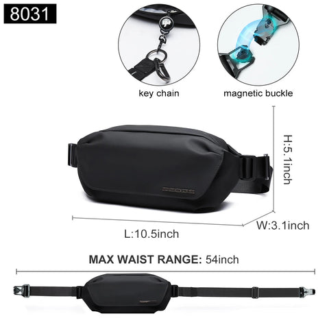 Waterproof Chest Bag, Solid Men's Crossbody Bag, Daily Phone Shoulder Bag, Travel Sports Sling Bag, Trend Men Fanny Pack Zen fit plus