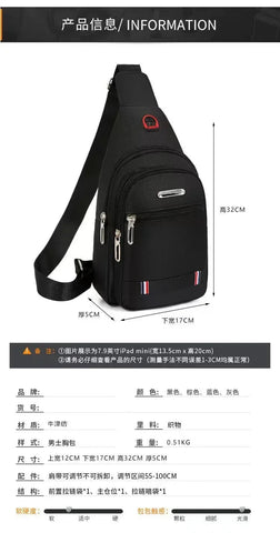 Waterproof Black Chest Shoulder Bag Men's Oxford Cloth Sling Small Backpack Large Capacity Crossbody Daypack Satchel Bag Women Zen fit plus