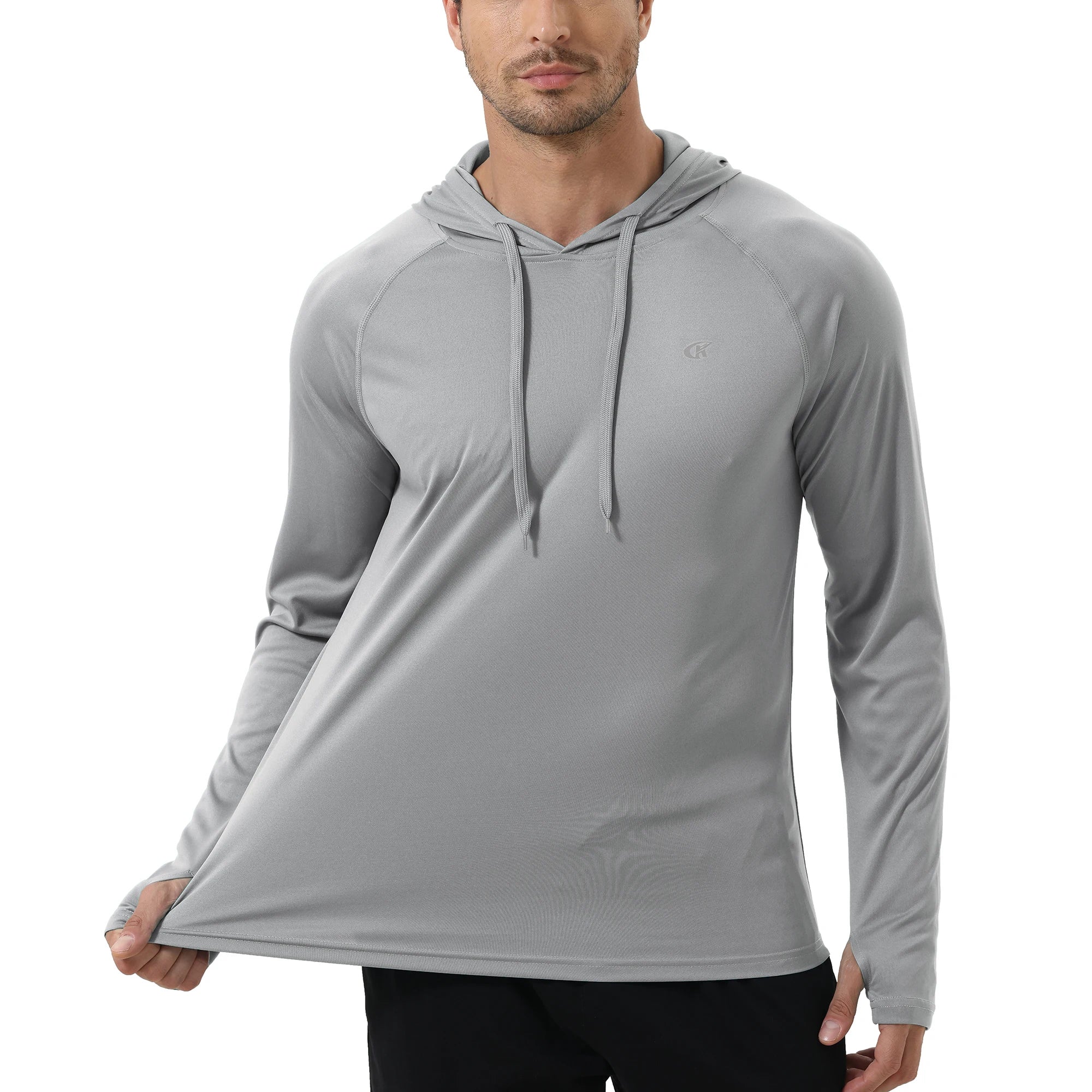 Summer Men's Long Sleeve UPF 50+ Hoodie Shirts, Rash Guard Quick Dry Lightweight T-shirt for Outdoor Jogger Sport Pullover Zen fit plus