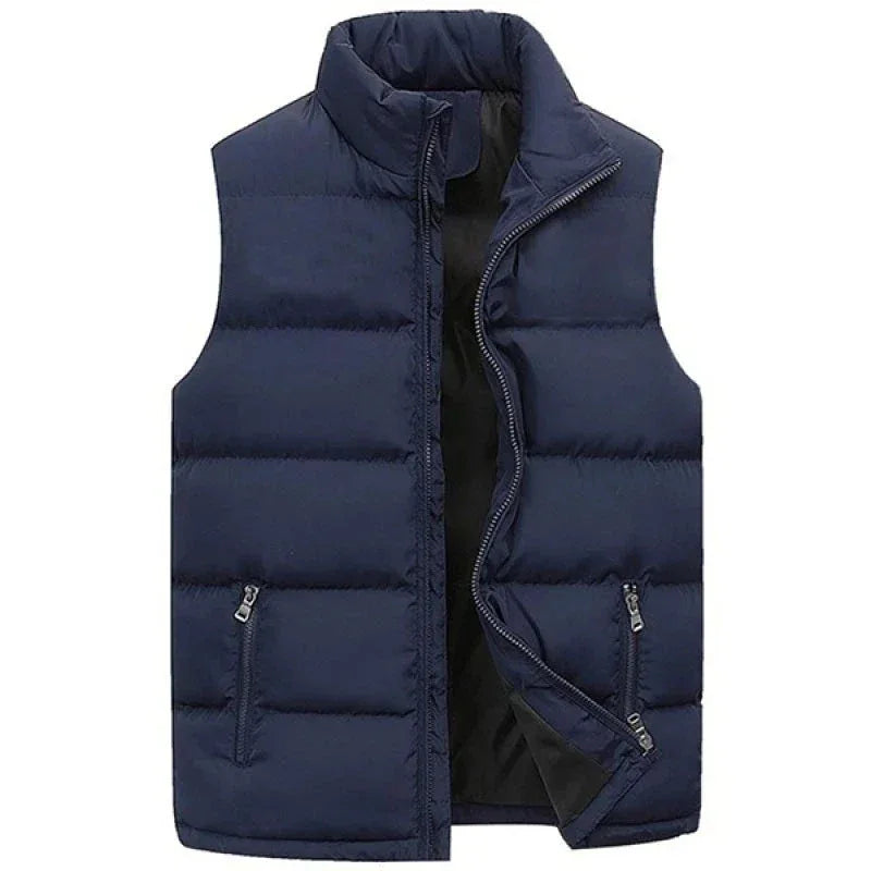 Mens Vest Jacket Warm Sleeveless Jackets Winter Waterproof Zipper Coat Autumn Stand-up Collar Casual Waistcoat Brand Clothing - Zen Fit Plus