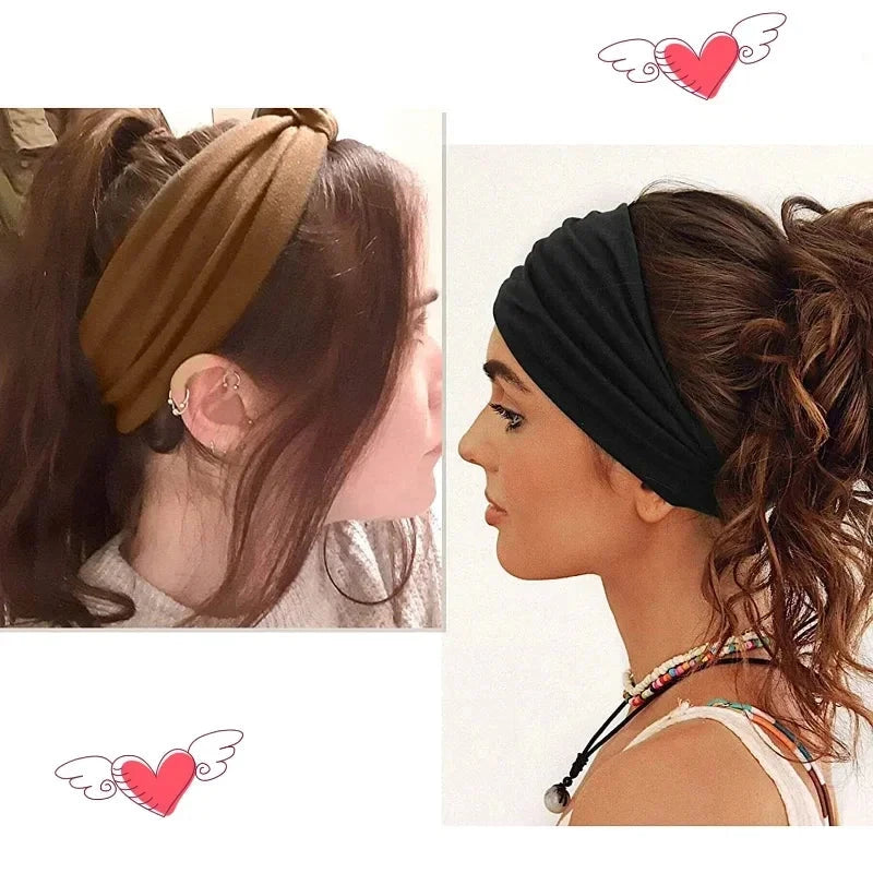 Head Band Women Hair Accessories Solid Wide Headband Bowknot Turbans Wash Face Make-up Hair Band Sports Running Yoga Headbands Zen Fit Plus