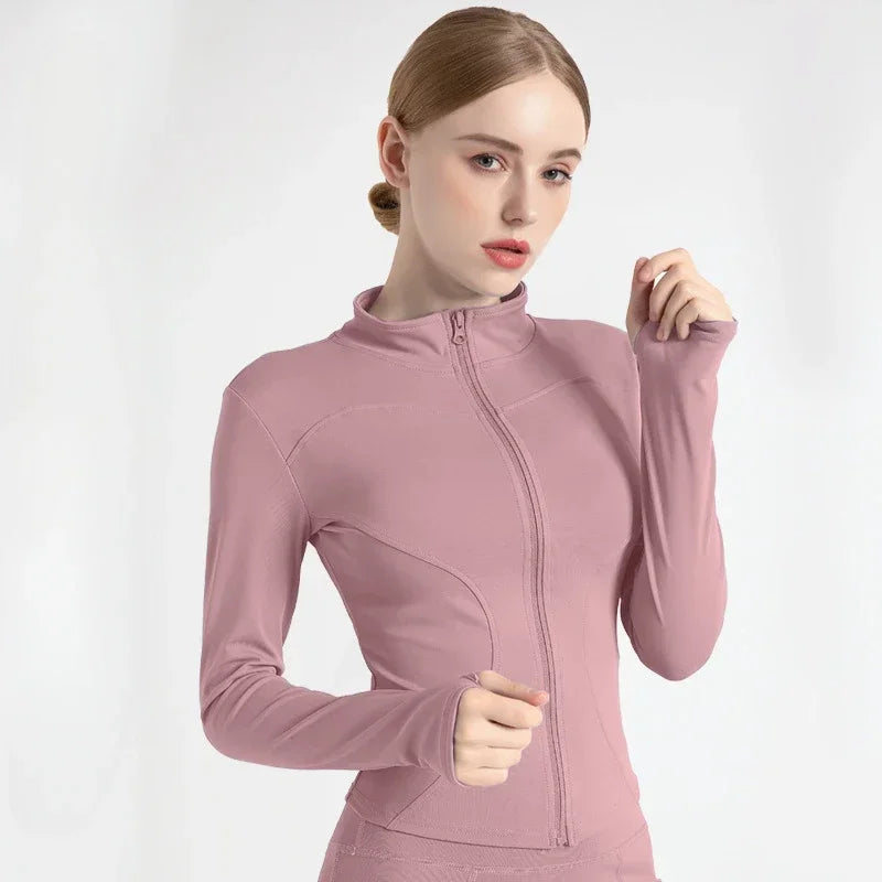 Women's Tracksuit Jacket Slim Fit Long Sleeved Fitness Coat Yoga Tops with Thumb Holes Gym Jacket Workout Sweatshirts 2024 S-3XL Zen fit plus