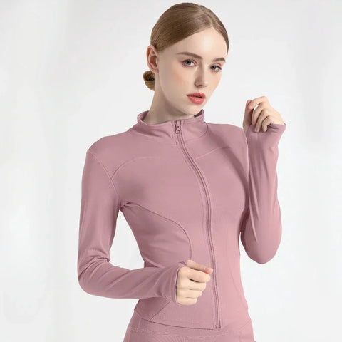 Women's Tracksuit Jacket Slim Fit Long Sleeved Fitness Coat Yoga Tops with Thumb Holes Gym Jacket Workout Sweatshirts 2024 S-3XL Zen fit plus