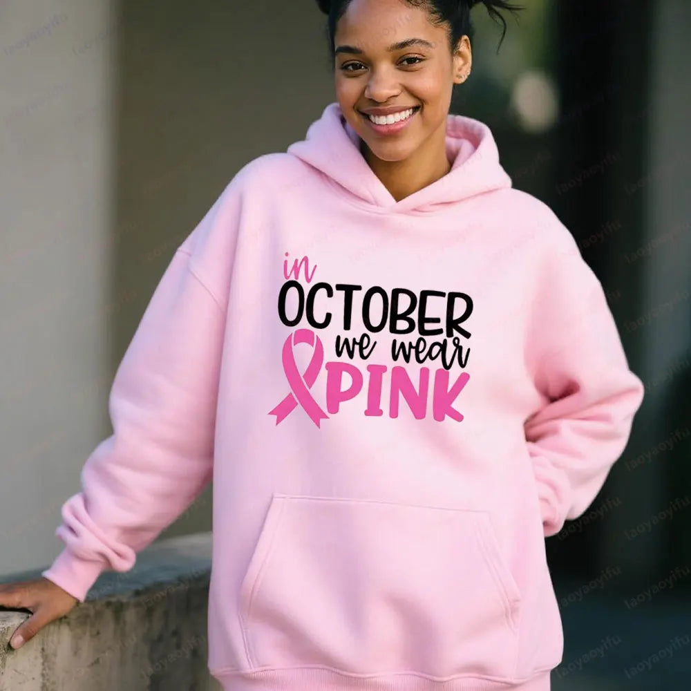 In October We Wear Pink Sweatshirt I'm A Survivor Clothing Team Cancer Motivational Long Sleeve Cancer Awareness Women Shirt Zen Fit Plus