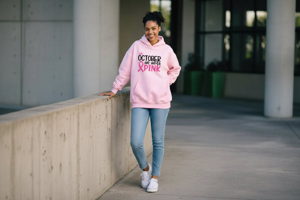 In October We Wear Pink Sweatshirt I'm A Survivor Clothing Team Cancer Motivational Long Sleeve Cancer Awareness Women Shirt - Zen Fit Plus