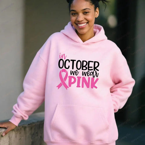 In October We Wear Pink Sweatshirt I'm A Survivor Clothing Team Cancer Motivational Long Sleeve Cancer Awareness Women Shirt Zen Fit Plus