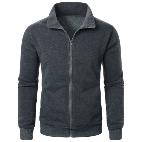 Men's casual sports zipper stand up collar jacket, men's solid color top - Zen Fit Plus