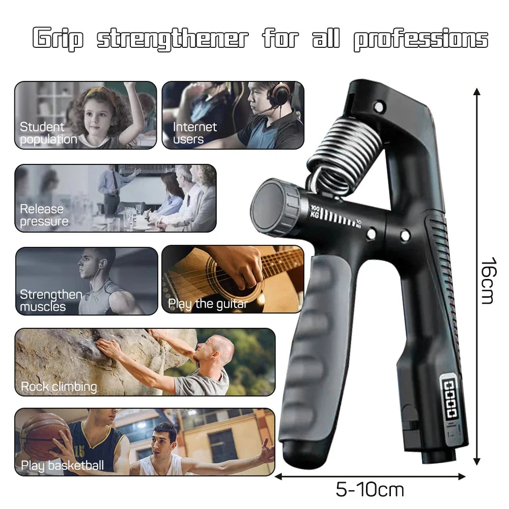 Smart Counting Hand Grip Strengthener 10-100Kg Wrist Expander Finger Exerciser for Trainers Muscle Recovery Fitness GymTraining Zen Fit Plus