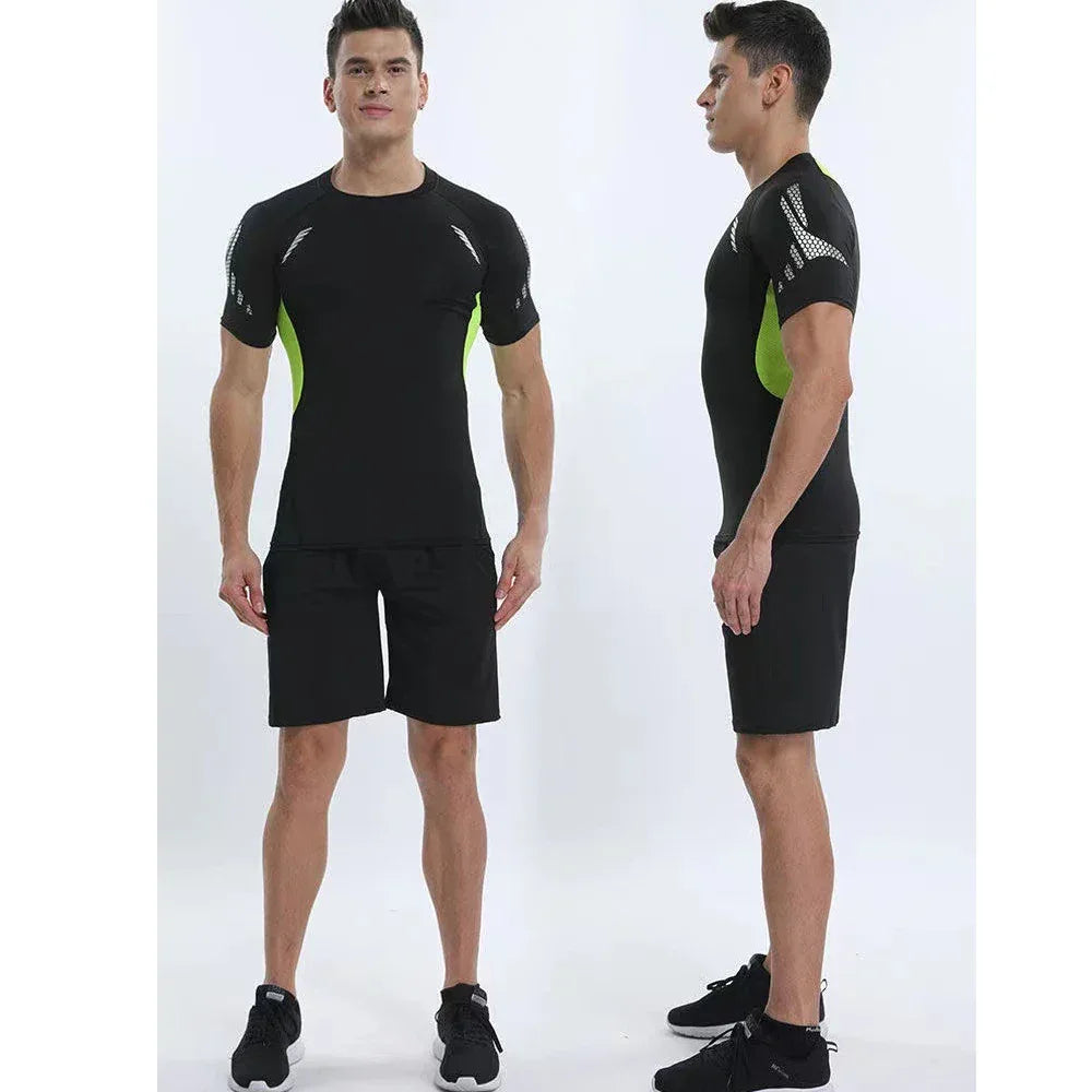 Men's Running Compression Shirts Short Sleeve Sport Gym Tees Fitness Quick Dry Sweatshirt Jogging Tracksuit Athletic Shirt Tops - Zen Fit Plus