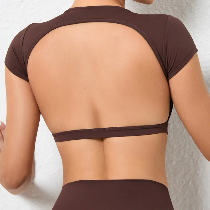 Hearuisavy Sports Shirts Breathable Workout Tops Fitness Sportswear Female Backless Yoga Clothing Sport Crop Tops Women Gym Top Zen fit plus