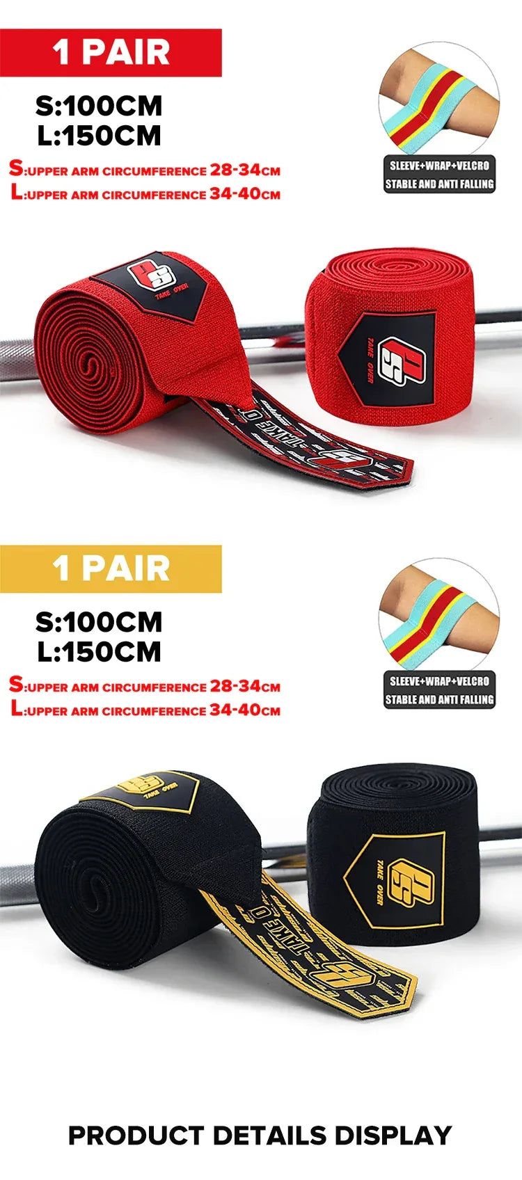 1PC PSIII 150cm Premium Elbow Pads Wrap Strap Bandage Brace Support Gym Fitness Sport Protecter for Weightlifting Bench Press - Zen Fit Plus