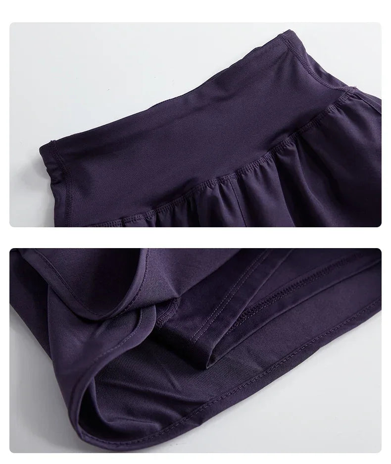 DRUR Running Short Women Gym Shorts 2 in 1Elastic Waist Shorts With Pocket Female Tennis Sportswear Fitness Clothes Jogger Pant - Zen Fit Plus