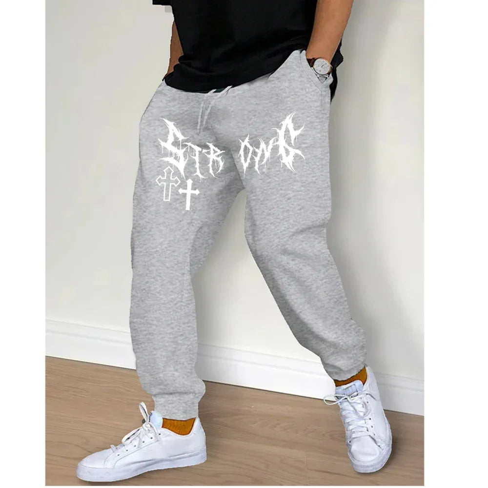 Fashion Men's Printed Pants Autumn Winter Fleece Running Pants Joggers Sweatpants Streetwear Gym Fitness Sport Casual Trousers - Zen Fit Plus