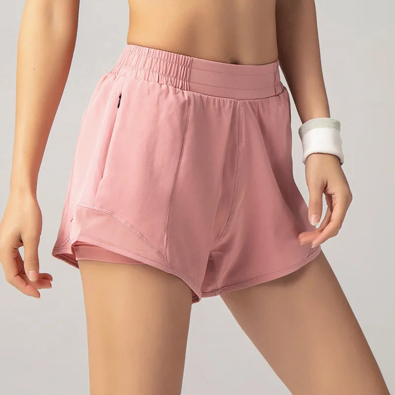 2024 Sport Shorts Women Sportswear Double-deck Running Shorts Yoga Bottoms Summer Gym Fitness Training Jogging Short Pants Zen fit plus