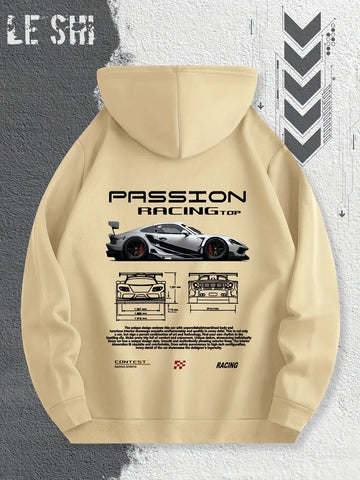 Men'S Passionate Racing Graphic Hoodie Featuring Race Cars and Sports Car Illustrations, Perfect for Everyday Wear - Zen Fit Plus