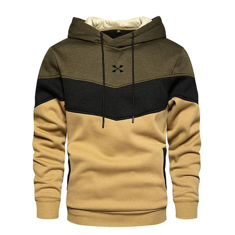 Men's Patchwork Hooded Sweatshirt Hoodies Clothing Casual Loose Fleece Warm Streetwear Male Fashion Autumn Winter Sports Outwear - Zen Fit Plus