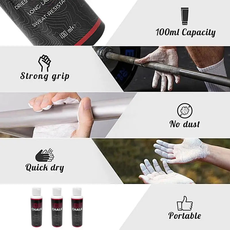 30/50/100ml Liquid Chalk Sports Magnesium Powder Fitness Weight Lifting Anti Slip Cream Grip WeightLifting Climbing Gym Sport Zen fit plus