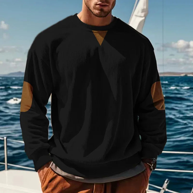 2024 hot-selling spring and autumn European size men's round neck casual stand-up collar corduroy long-sleeved sweater men - Zen Fit Plus