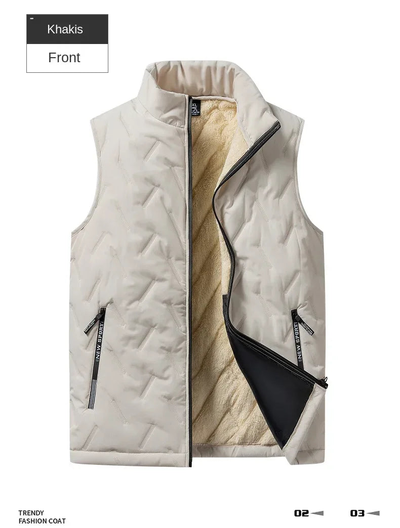 Autumn and winter fashion men's cotton vest jacket casual multifunctional plus size warm standing collar sleeveless men's top - Zen Fit Plus