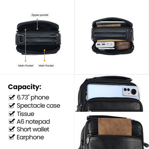 JOYIR Men Genuine Leather Crossbody Bags Messenger Bag for Male Trendy Shoulder Bags Casual Travel Sling Bag Handbags Zen fit plus