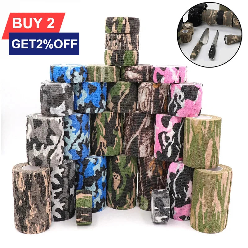 4.8m Camouflage Elastic Bandage Wrap Tape Hunt Disguise Self Adhesive Sports Protector Knee Finger Ankle Athletic Bands Zen fit plus
