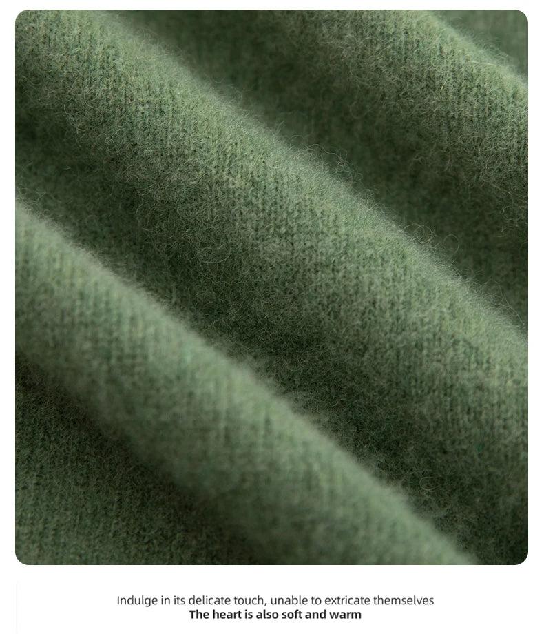 New Fashion Men's 100% Wool Pullover Half-high Collar Sweater Autumn Winter Warm Solid Color Knit Sweater Business Casual Top - Zen Fit Plus