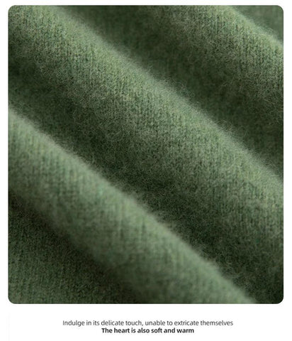 New Fashion Men's 100% Wool Pullover Half-high Collar Sweater Autumn Winter Warm Solid Color Knit Sweater Business Casual Top - Zen Fit Plus