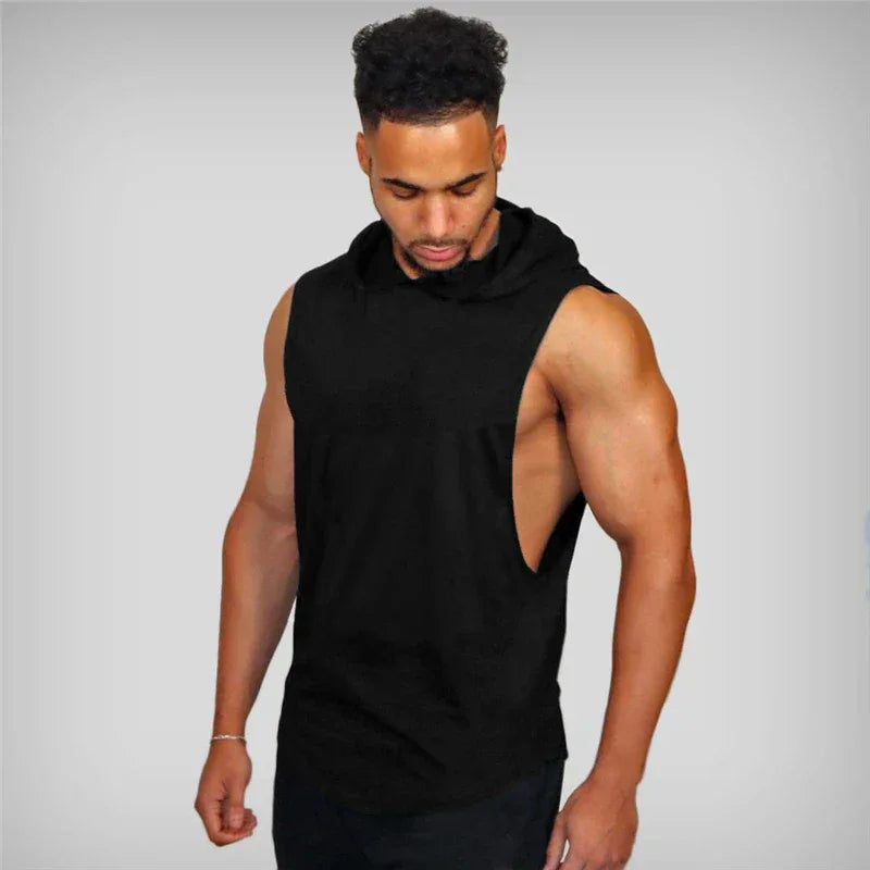 Bodybuilding Stringer Hoodies Gym Sleeveless Hooded Fitness Tank Tops Mens Running Sport Clothing Cotton Breathable Cool Shirt - Zen Fit Plus