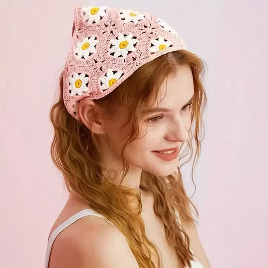 Elegant Knitted Triangle Scarf Headband for Women Fashion Girl strawberry Versatile pattern Hair Band Hair Accessory Zen Fit Plus