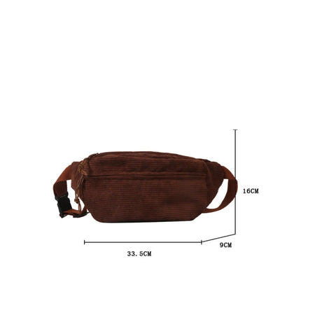 Corduroy Women Waist Packs with Zipper Ladies Shoulder Crossbody Bag Fashion Casual Travel Fanny Pack Female Adjustable Bag Zen fit plus