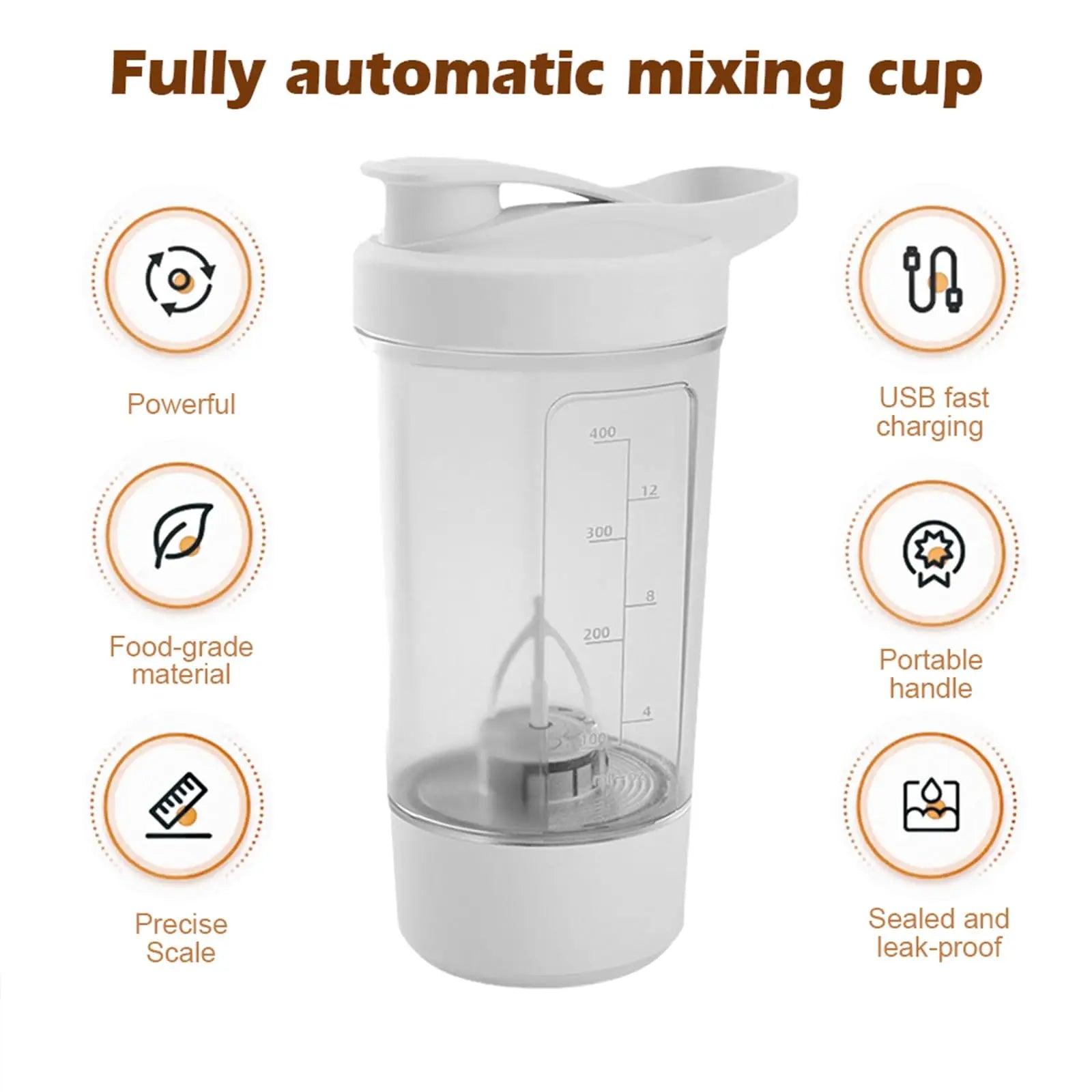 Electric Protein Shaker Bottles Rechargeable Mixer Cup Shakes Meal Replacements BPA-Free Tritan 13.5oz Automatic Mixer Bottle Zen fit plus