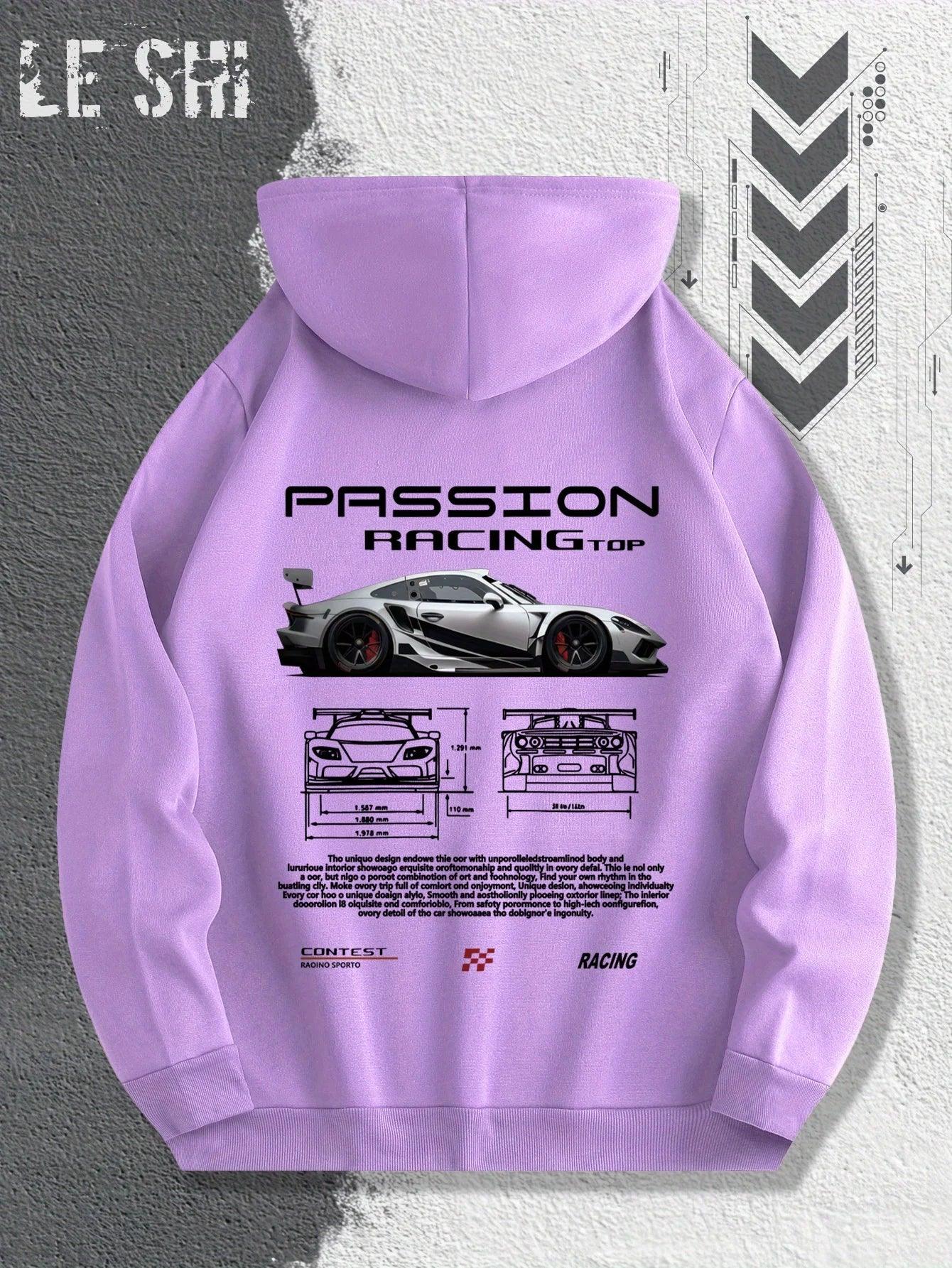 Men'S Passionate Racing Graphic Hoodie Featuring Race Cars and Sports Car Illustrations, Perfect for Everyday Wear - Zen Fit Plus