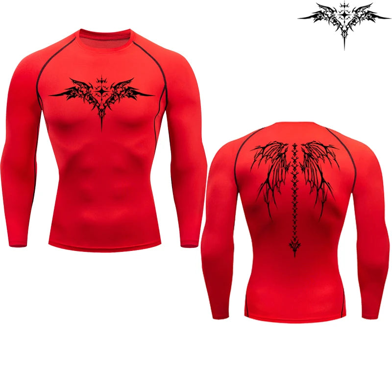Casual Anime Print Running Compression T-Shirt Men's Quick-Drying Fitness Sportswear Gym Sports Long Sleeve Breathable Top S-3XL Zen fit plus