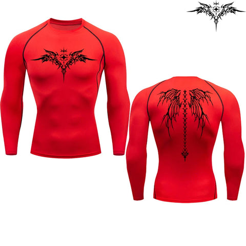 Casual Anime Print Running Compression T-Shirt Men's Quick-Drying Fitness Sportswear Gym Sports Long Sleeve Breathable Top S-3XL Zen fit plus