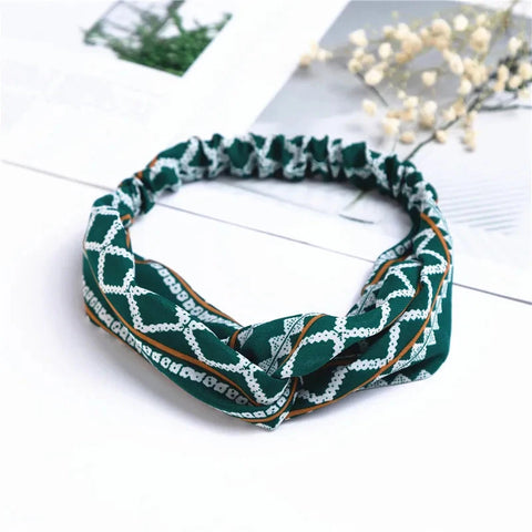 Fashion Women Girls Summer Bohemian Hair Bands Print Headbands Vintage Cross Turban Bandage Bandanas HairBands Hair Accessories Zen Fit Plus