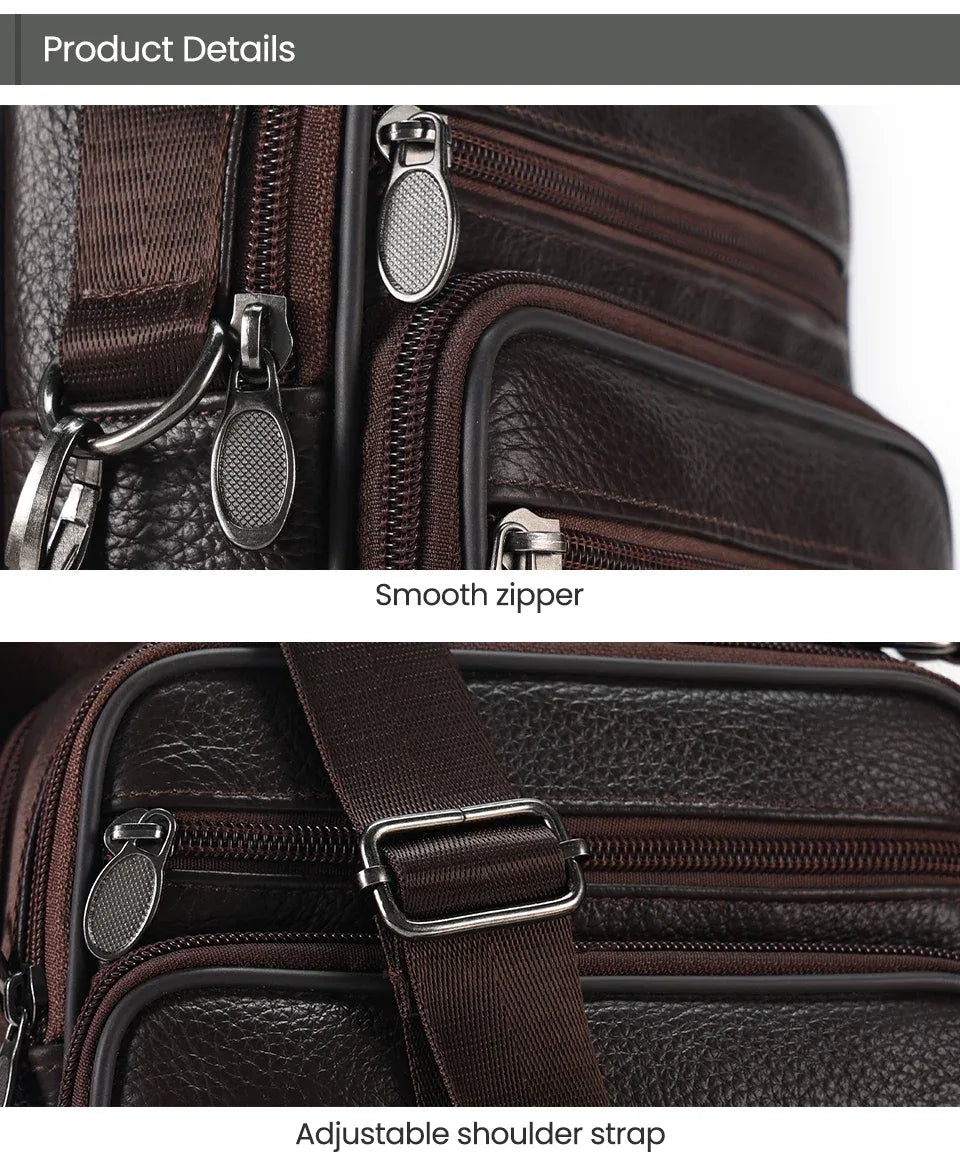 JOYIR Men Genuine Leather Crossbody Bags Messenger Bag for Male Trendy Shoulder Bags Casual Travel Sling Bag Handbags - Zen Fit Plus