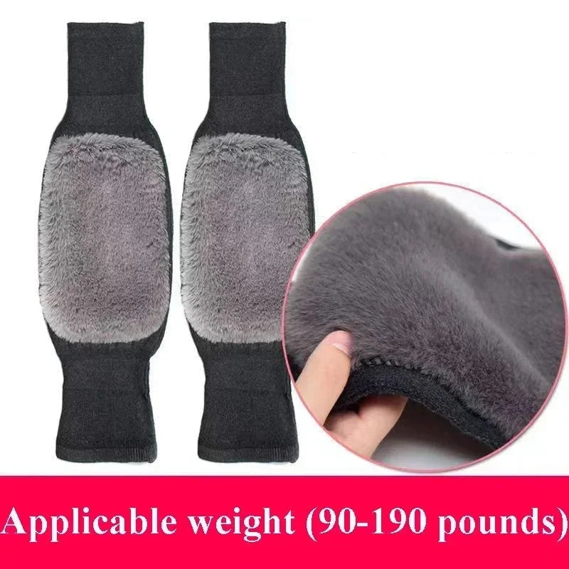 New Rabbit Fur Knee Pads Winter Universal Old People Cold Leg Arthritis Kneepad Thermal Keep Warm Thick Velvet Knee Protector Zen Fit Plus