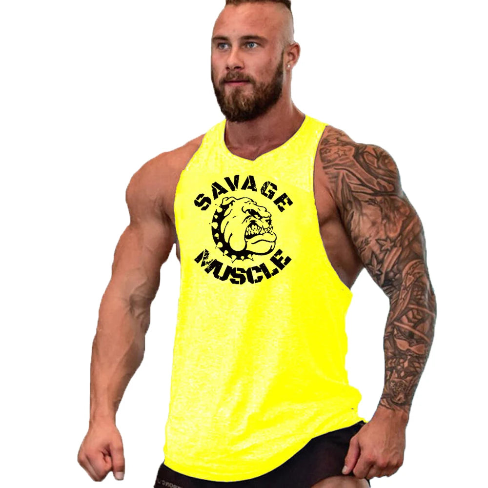 Men's Cotton Sleeveless shirt animal Bodybuilding Workout Tank Tops Muscle Fitness Shirts Male Gym Skull Beast Stringer Vest Zen fit plus