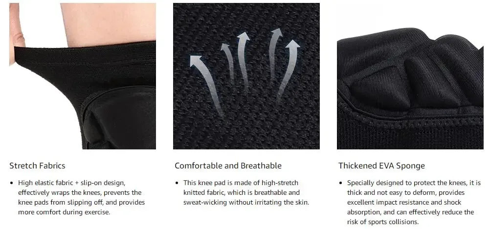 1Pair Knee Elbow Pads,Thick Sponge Collisioned Kneepads for Sports,Protective Knee Support Sleeve for Basketball Running Cycling - Zen Fit Plus