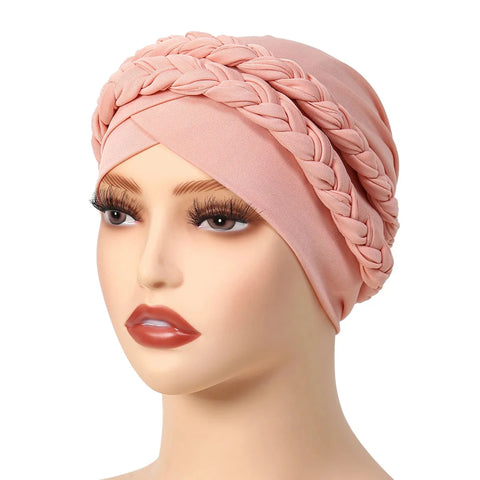 Lady Women Hat Chemo Cap Muslim Braid Head Scarf Turban Head Wrap Cover  Hair Loss Islamic Headwear Zen Fit Plus