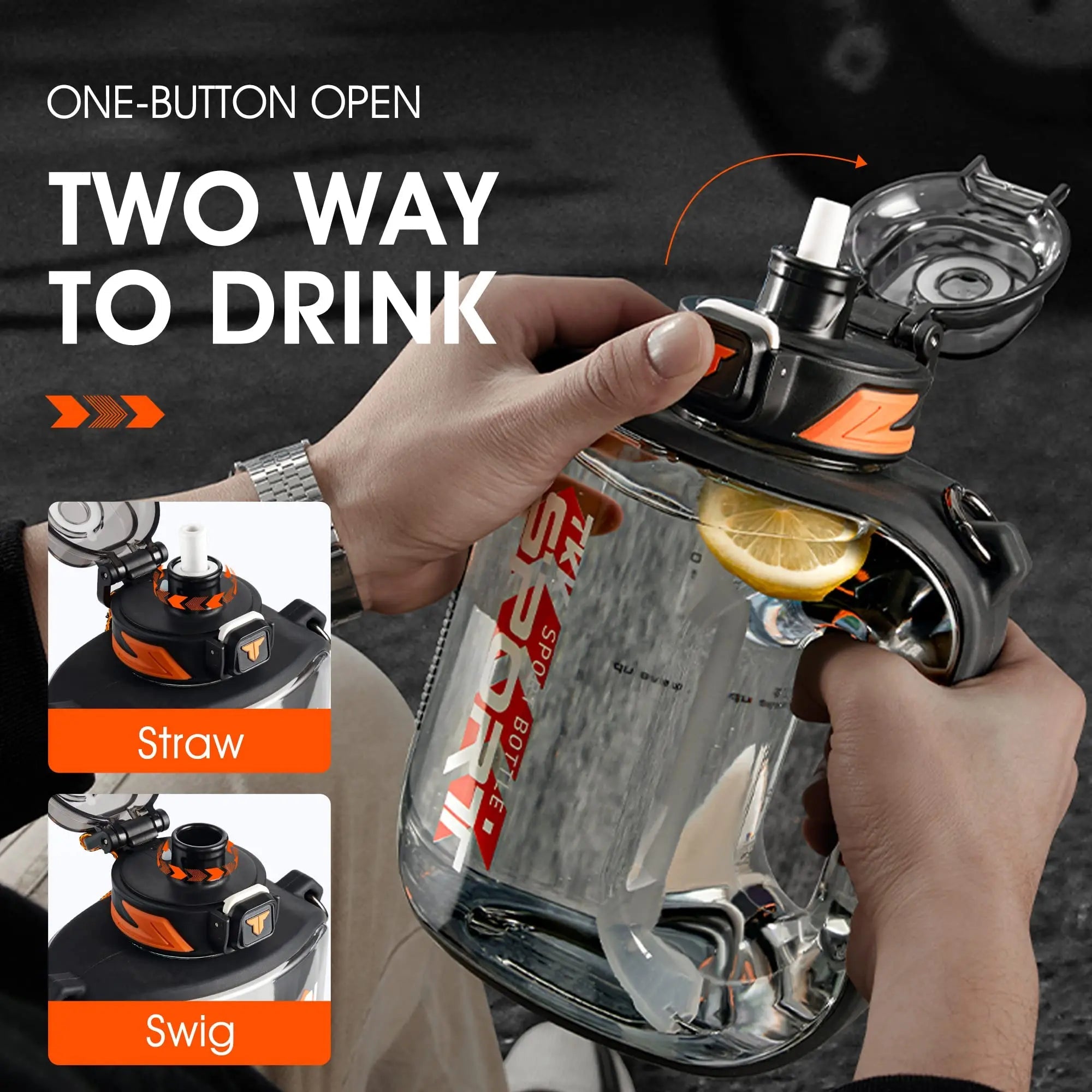 TKK 1/1.6/2L Sports Water Bottle TRITAN Large Capacity Creative Cup Heat Resistant Outdoor Adult Travel Kettle Gym Fitness Jugs Zen fit plus