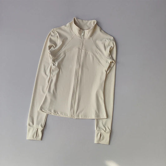 Yoga Suit Women's High-end Standing Collar Long Sleeved Sports Jacket Running Training Fitness Top Windproof Running Suit Zen fit plus